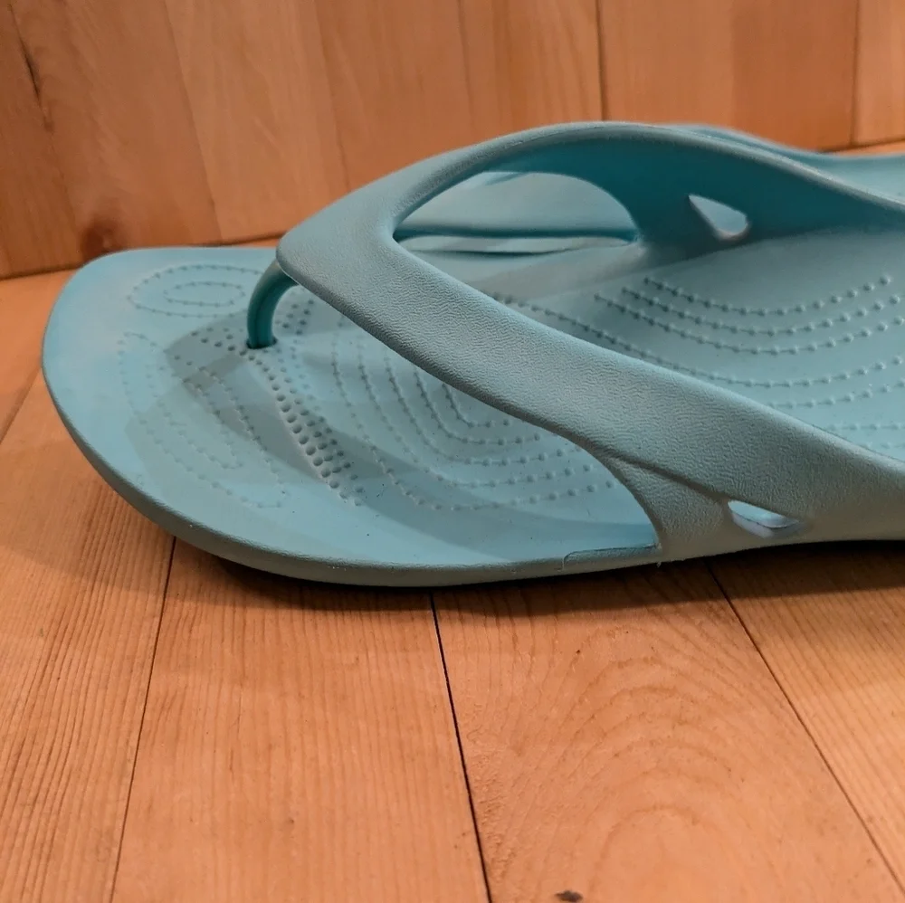 CROCS Light Blue Flip Flops Size 11